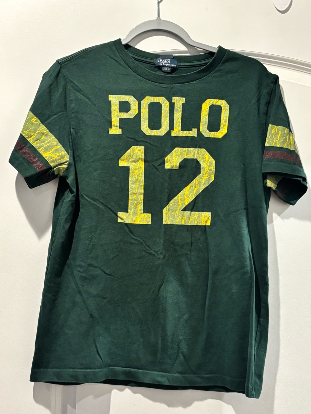 Ralph Lauren Dark Green Short Sleeve Tee with Yellow 'POLO 12' Graphic